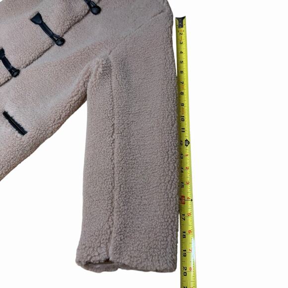 J Crew Factory Coat Women's Sherpa Toggle Beige XSP Petite Bohemian Boho - Picture 6 of 7